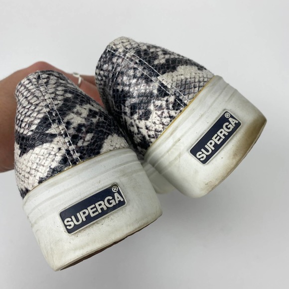 Superga Women's 2790 Grey White Snakeskin Platform Sneakers Size 8 - Picture 6 of 7